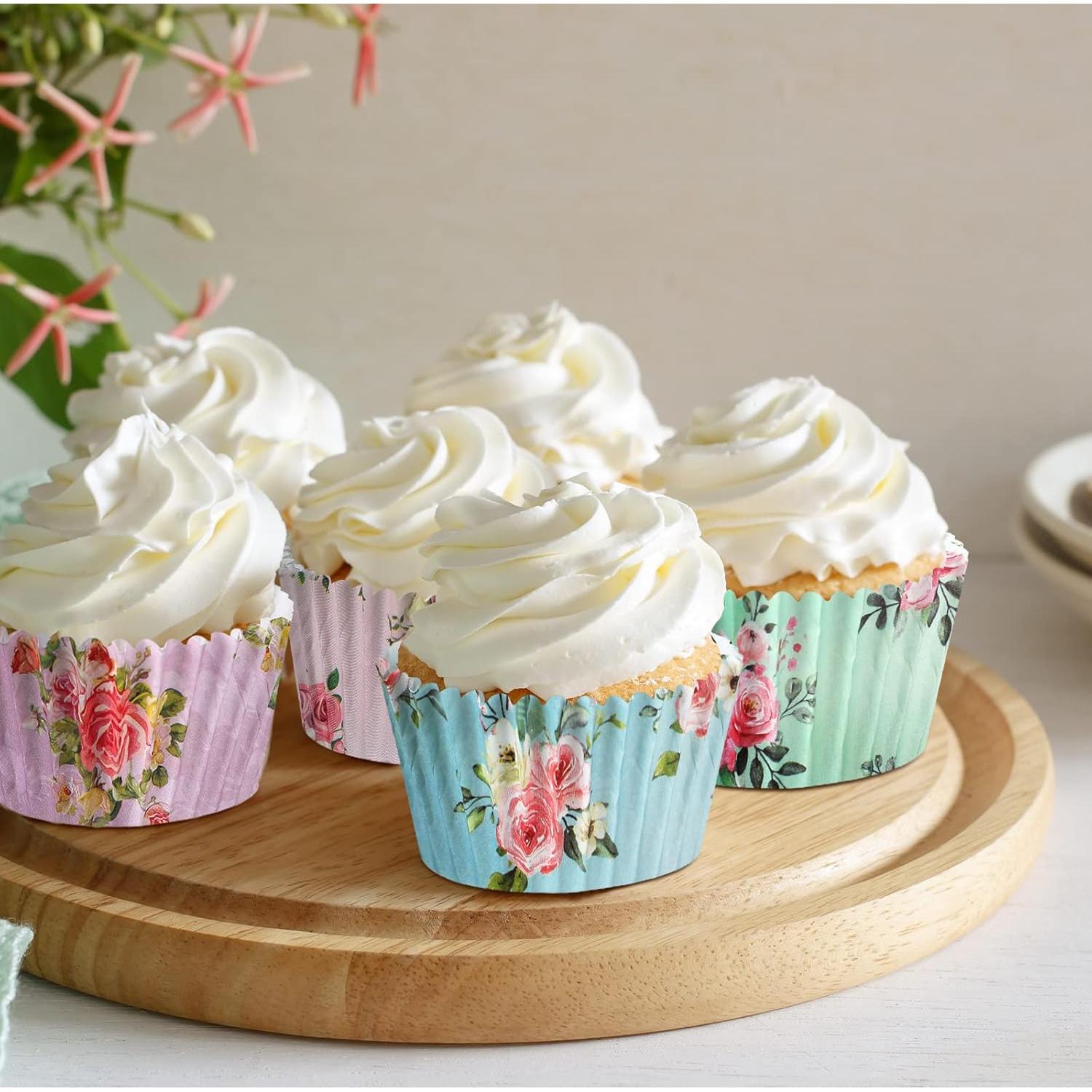 Forros de Cupcake Florales Yaomiao 600 Piezas 8 cm