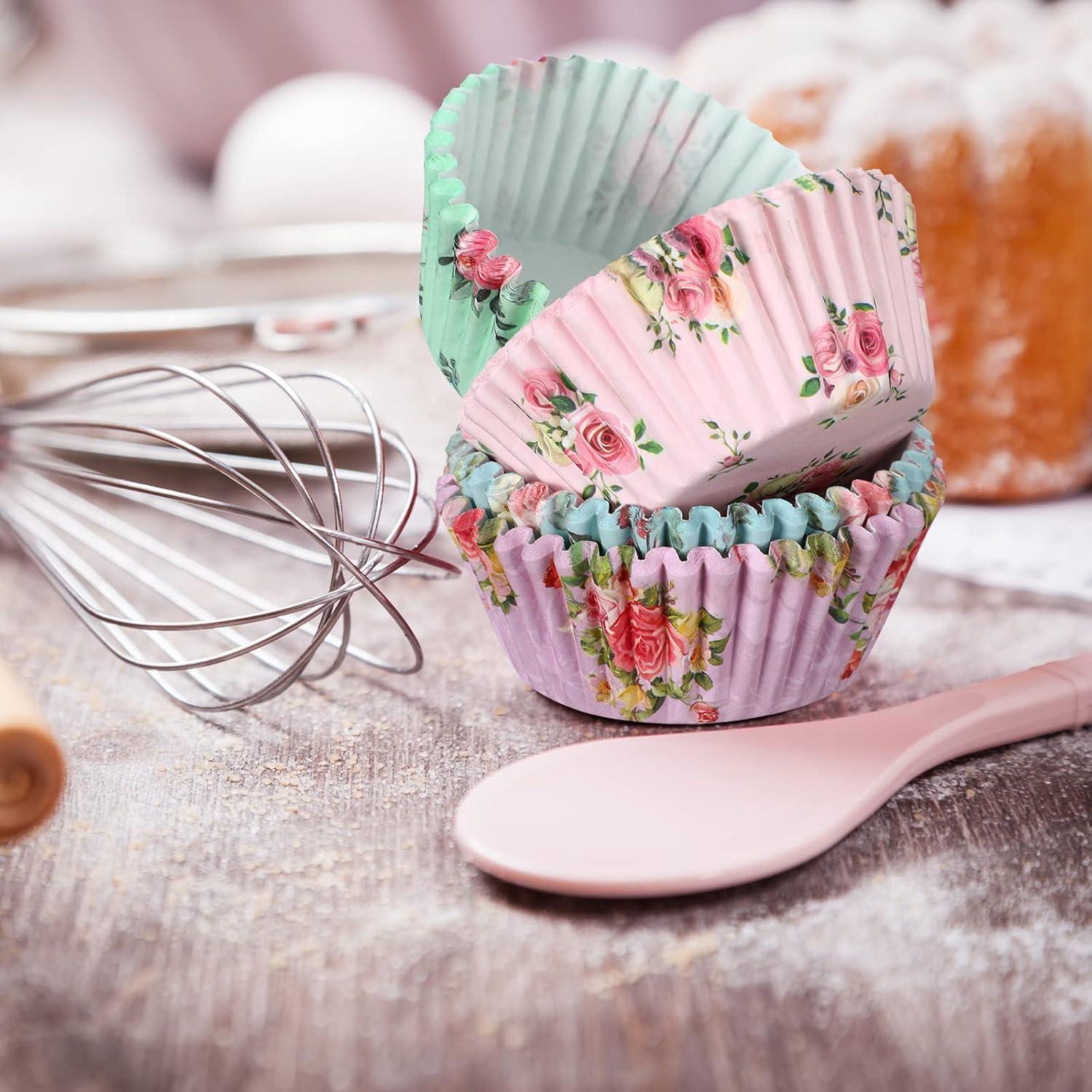 Forros de Cupcake Florales Yaomiao 600 Piezas 8 cm