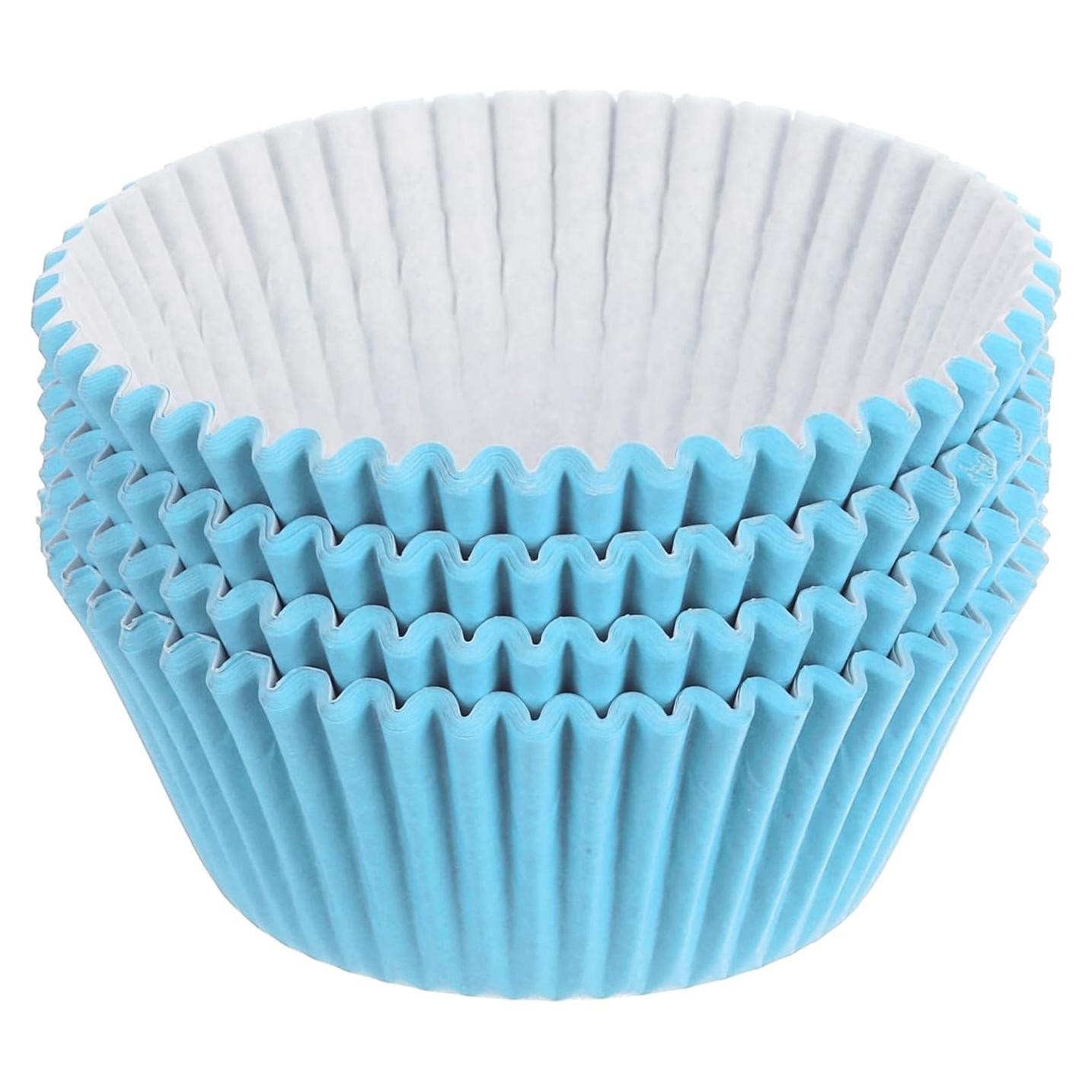 Forros de Cupcake uxcell 100 Pcs Papel a Prueba de Grasa Azul