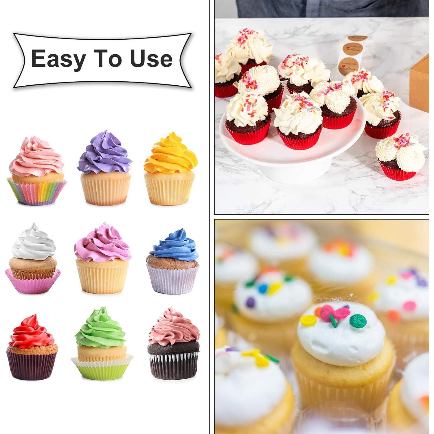 Forros de Cupcake uxcell 100 Pcs Papel a Prueba de Grasa Azul