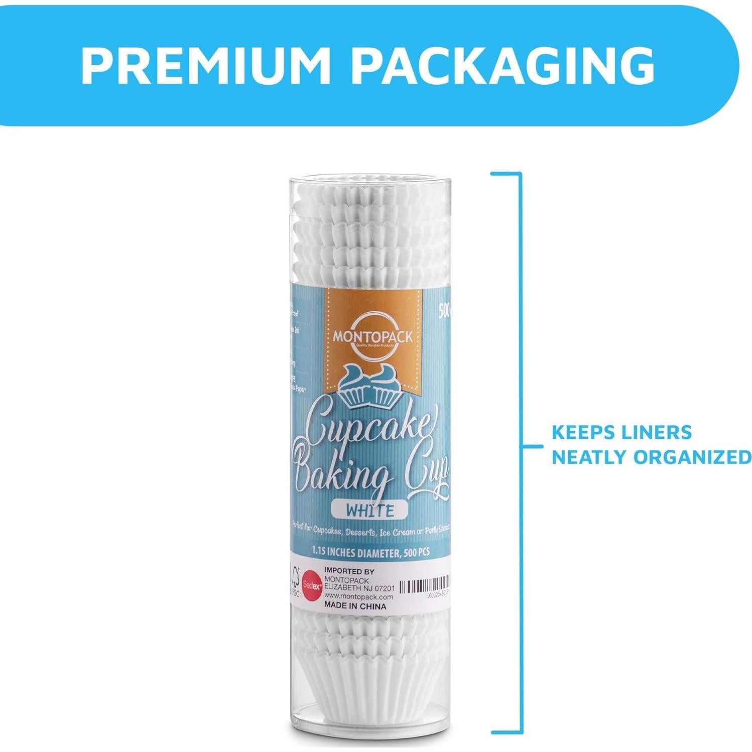 Forros de Cupcake MontoPack Blancos 500 Piezas 2.9 cm