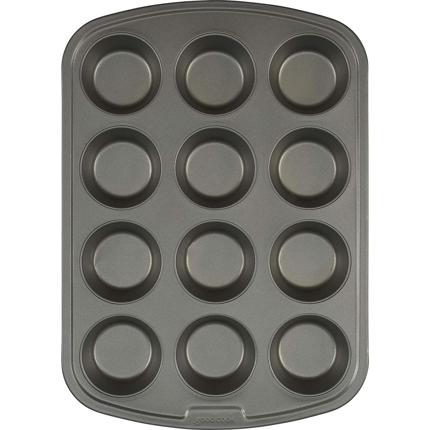 Molde para Muffins GoodCook 12 Tazas Antiadherente Gris
