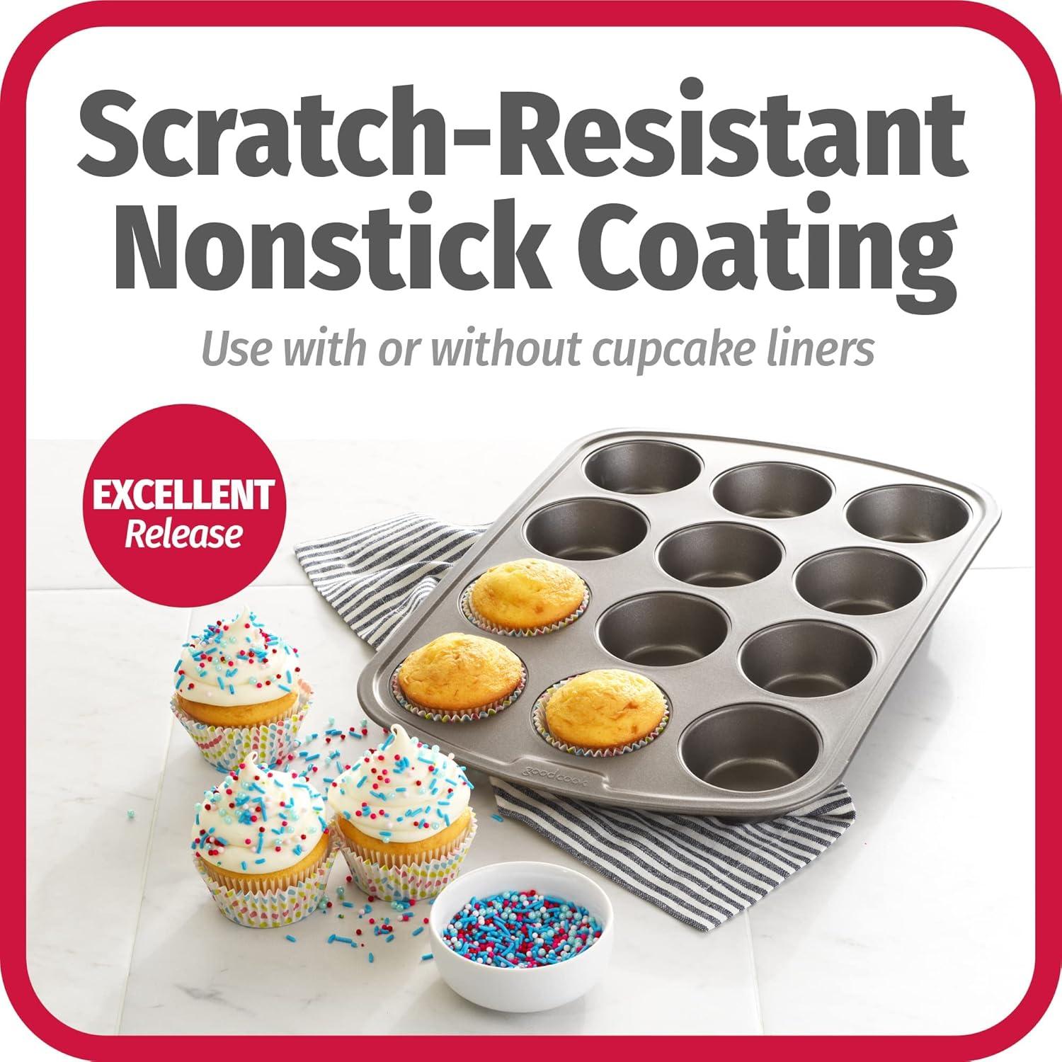 Molde para Muffins GoodCook 12 Tazas Antiadherente Gris