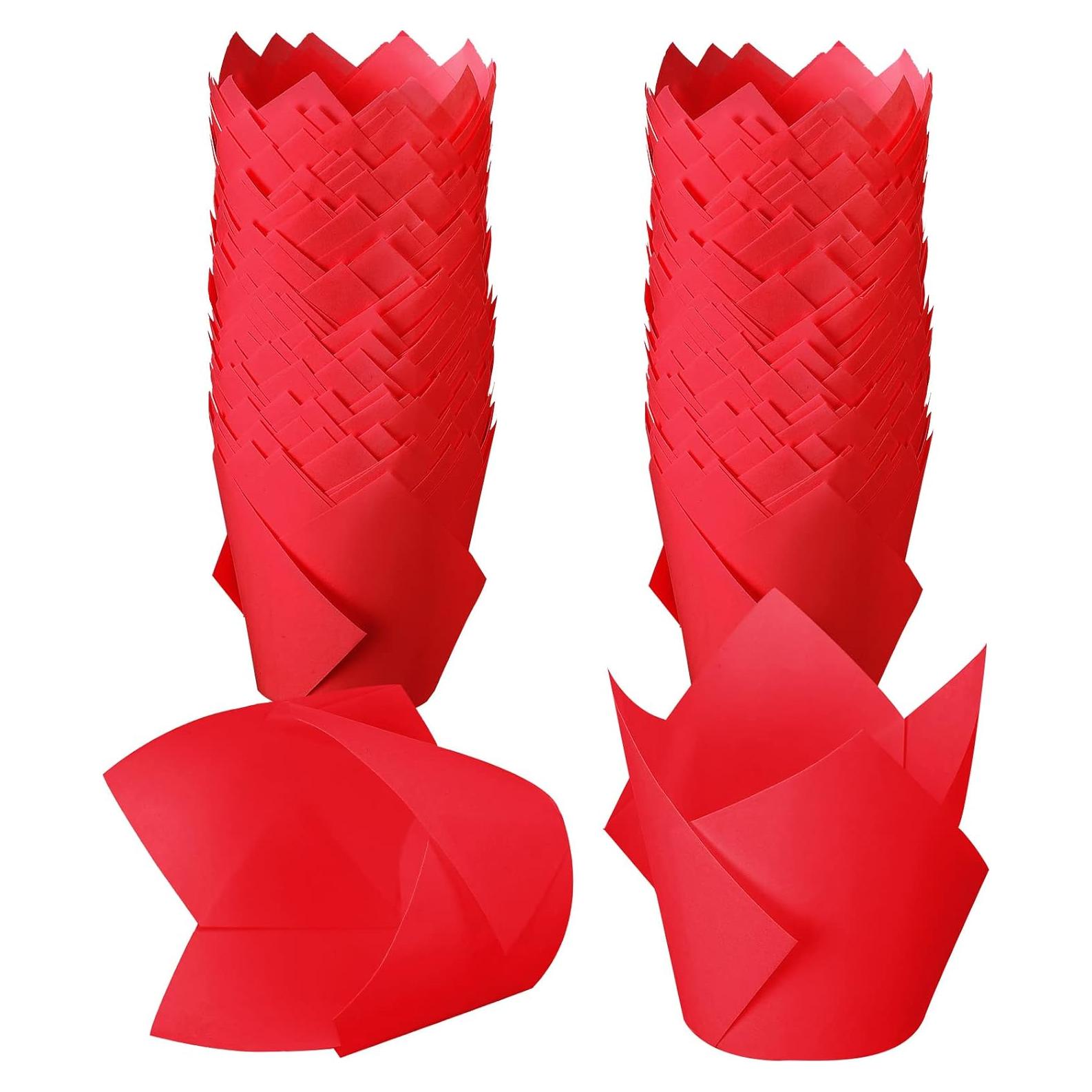 Forros de Cupcake Tulipán Jutom 200 Piezas Rojo Desechables
