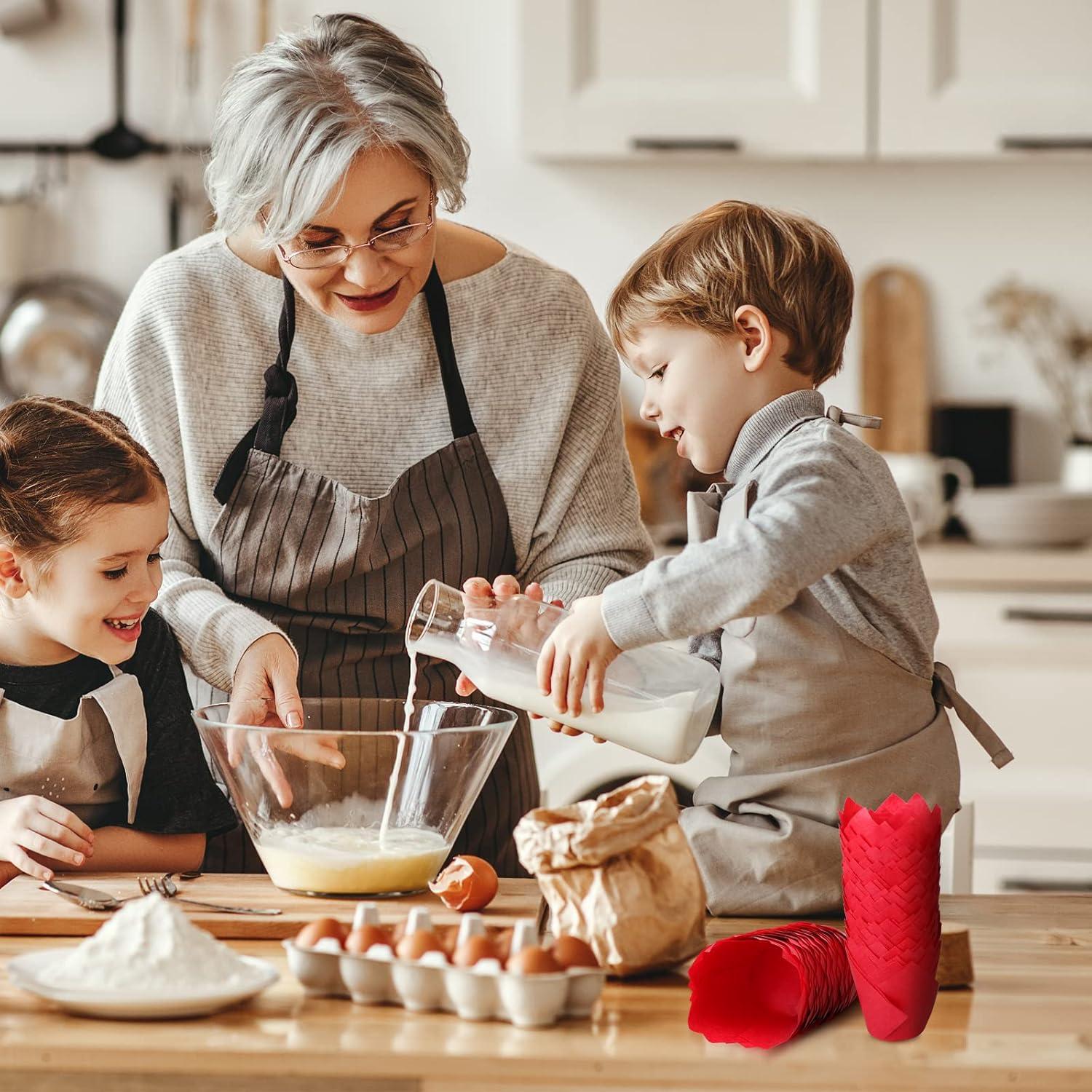 Forros de Cupcake Tulipán Jutom 200 Piezas Rojo Desechables