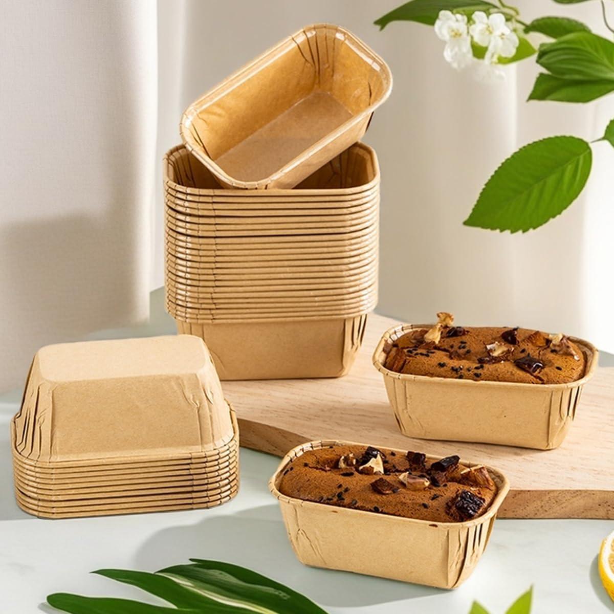 50 Moldes de Pan de Papel Desechables Icyhey 19x8.5 cm