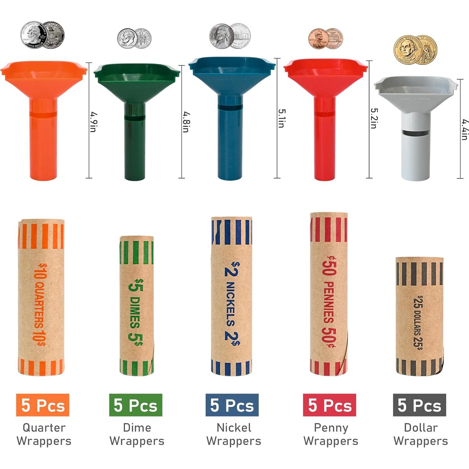 Juego de Envolturas de Monedas L LIKED 30 Piezas y 5 Tubos