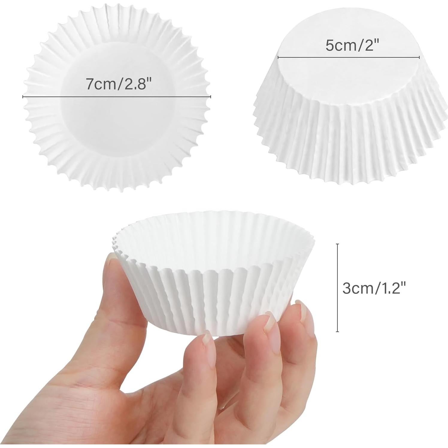 Forros de Cupcake Blancos LotFancy, 500 Unidades, 5 cm