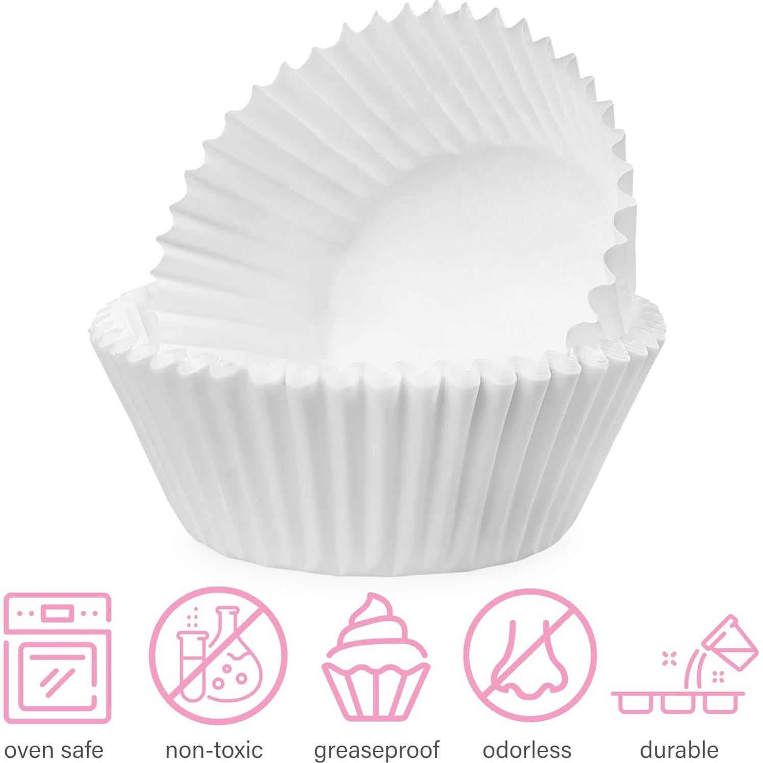 Forros de Cupcake Blancos LotFancy, 500 Unidades, 5 cm