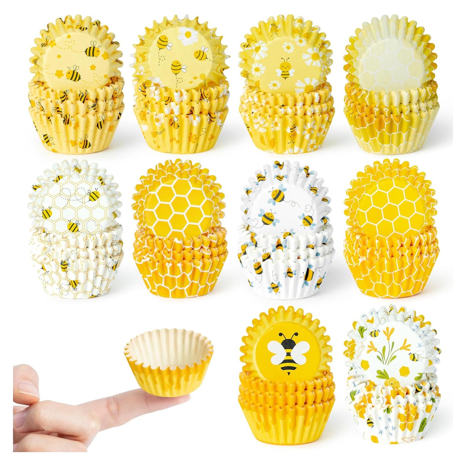 Forros de Cupcake Mini COcnny - 600 Piezas Amarillo Abeja