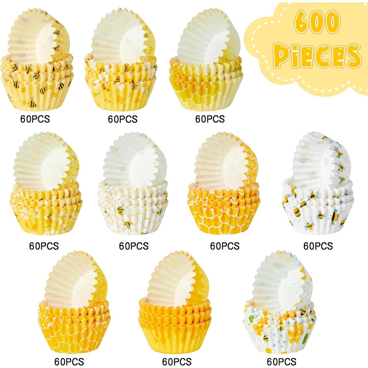Forros de Cupcake Mini COcnny - 600 Piezas Amarillo Abeja