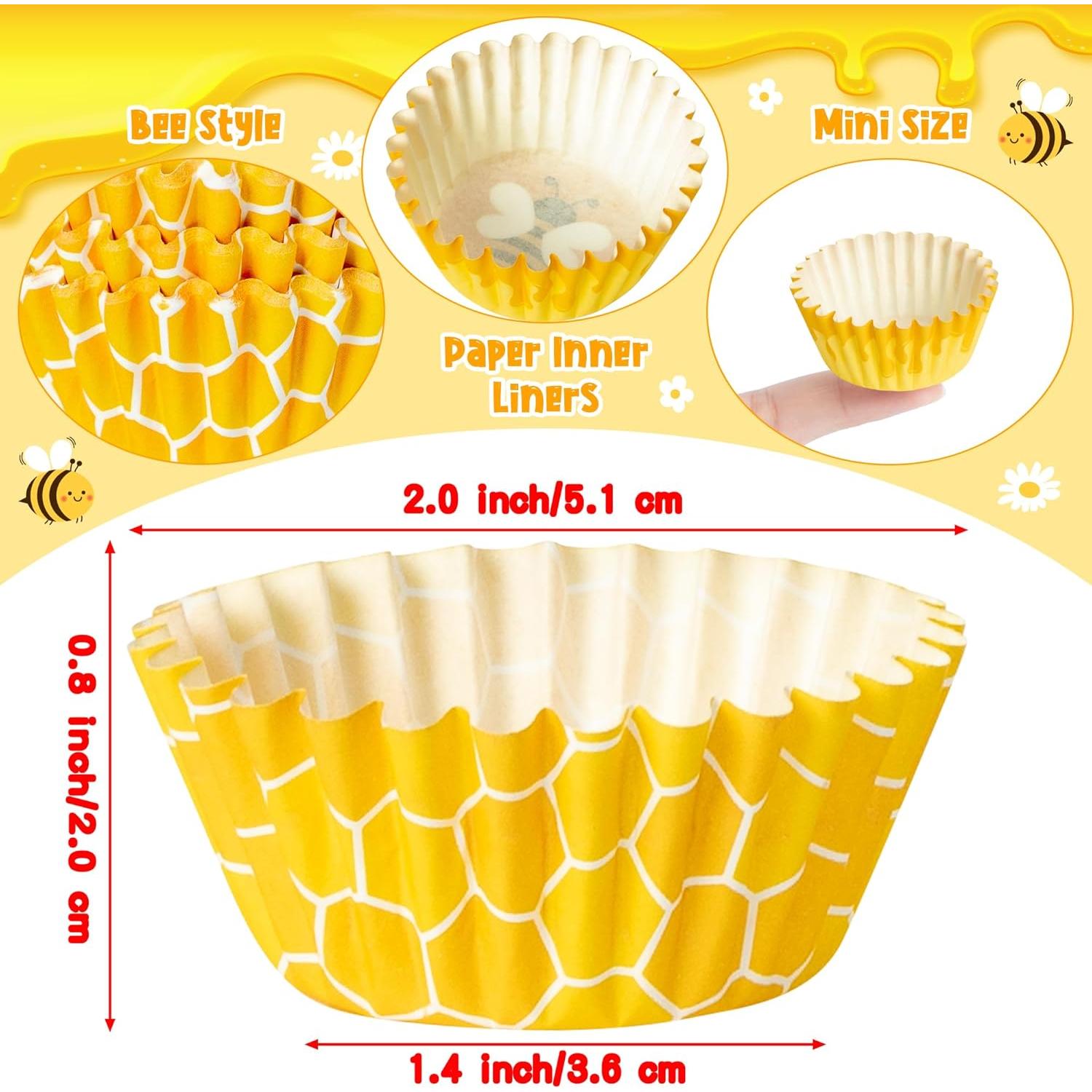 Forros de Cupcake Mini COcnny - 600 Piezas Amarillo Abeja