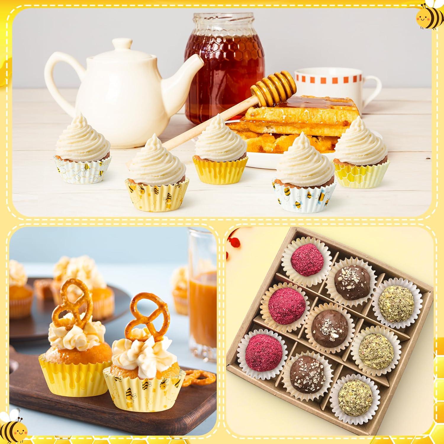 Forros de Cupcake Mini COcnny - 600 Piezas Amarillo Abeja