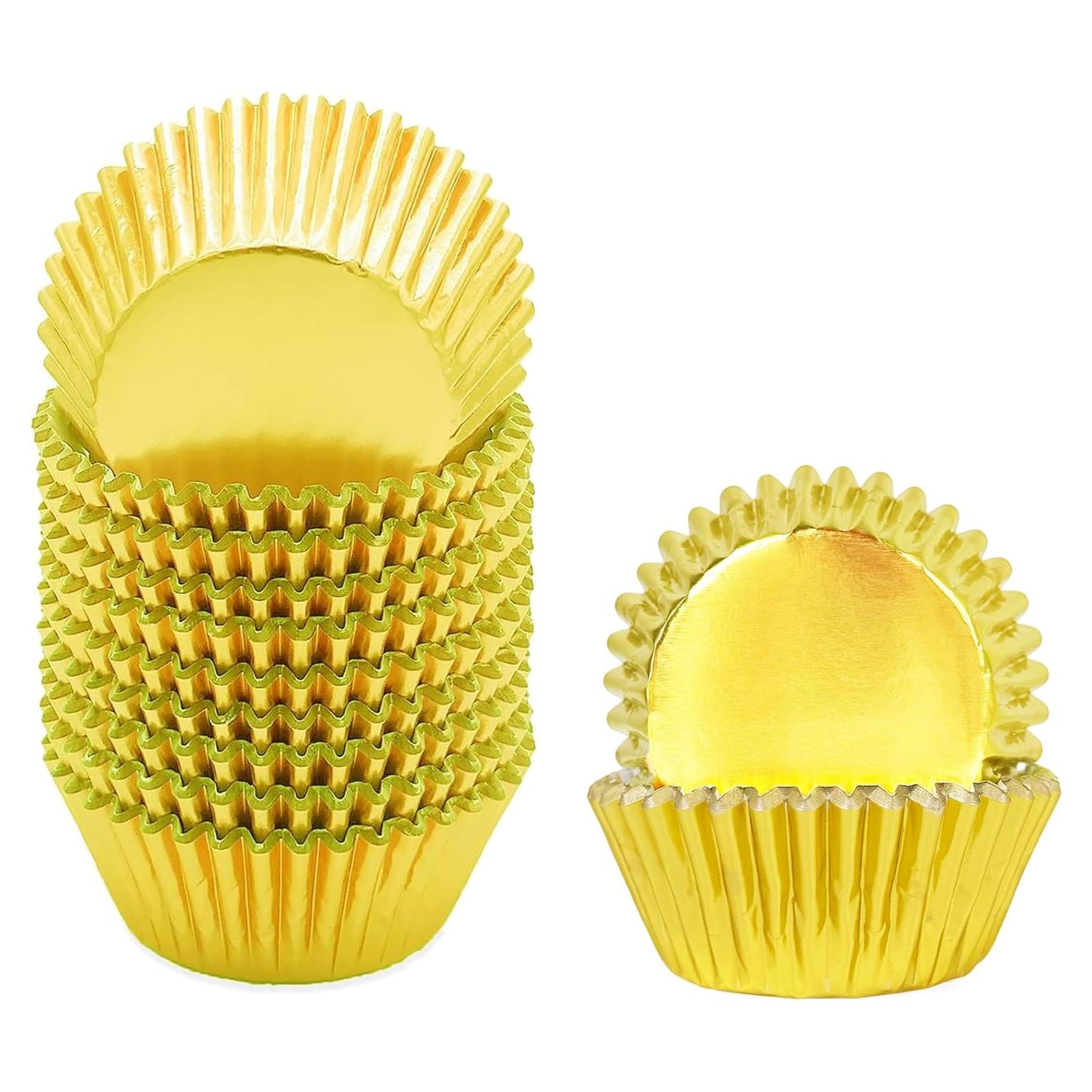 Forros de Cupcake de Papel Oro Qiqee 300 Unidades Resistentes