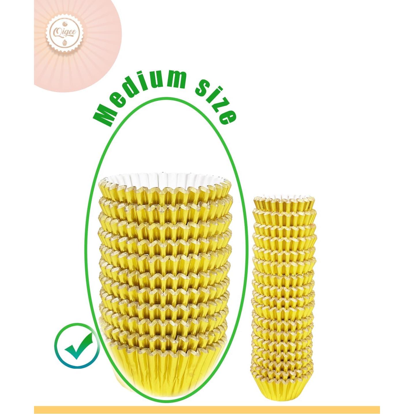 Forros de Cupcake de Papel Oro Qiqee 300 Unidades Resistentes