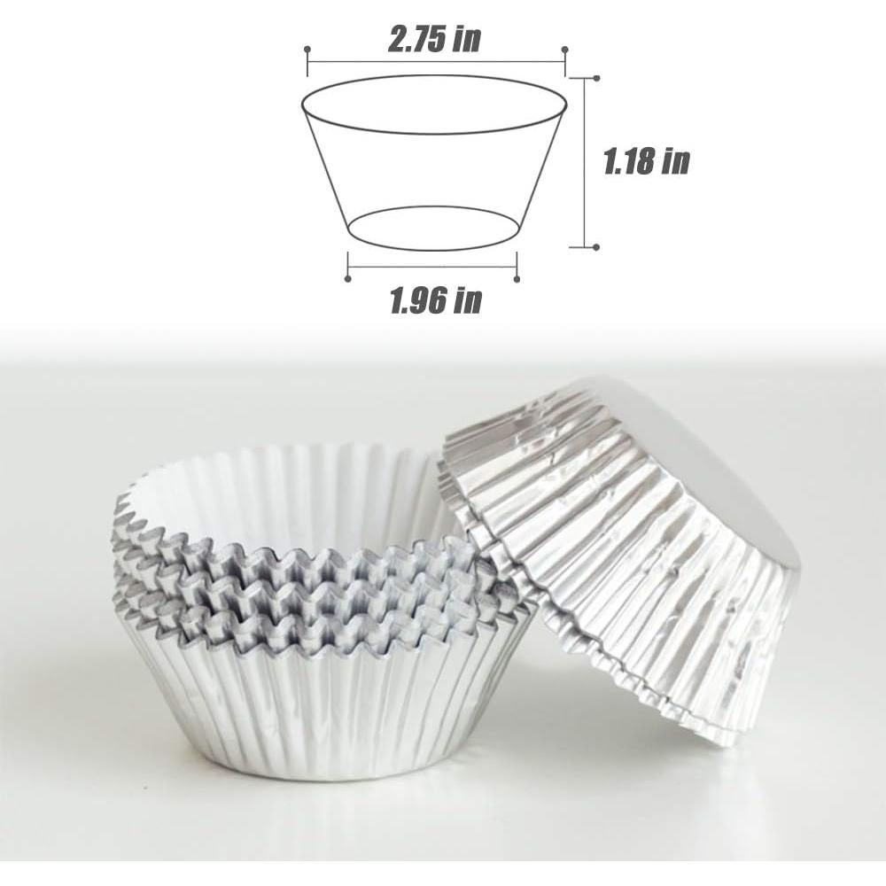 Forros de Cupcake GOLF 500 Unidades Aluminio Plateado 11.43 cm