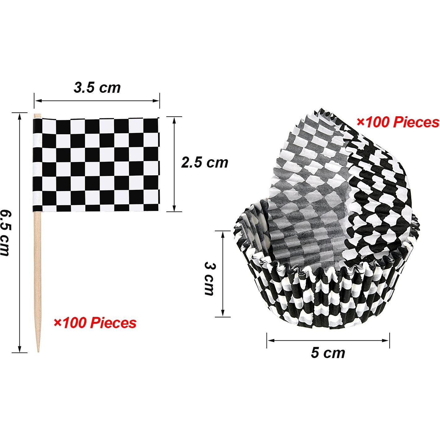 Kit Decoración Cupcakes 200 Piezas TecUnite Bandera Cuadros