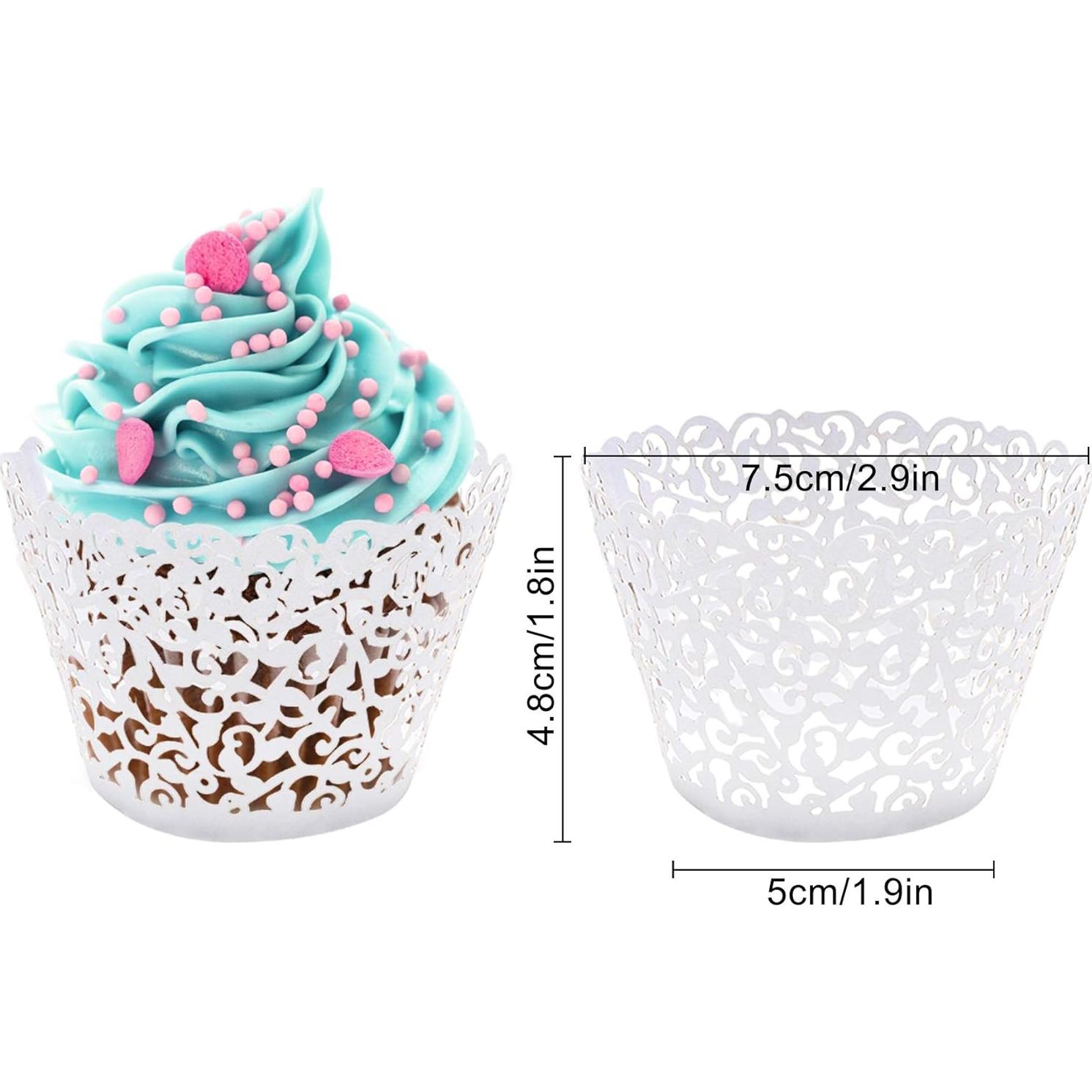 50 Fundas de Cupcake Blancas JinHuiCheng Encaje Decorativas