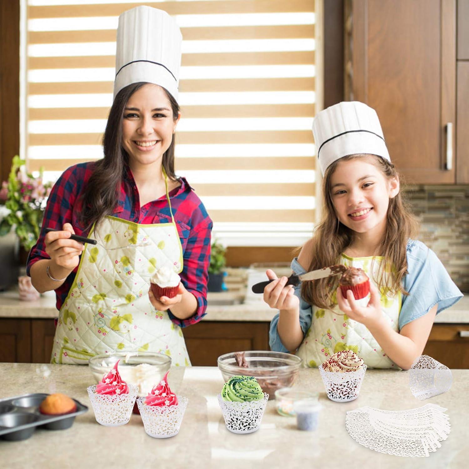 50 Fundas de Cupcake Blancas JinHuiCheng Encaje Decorativas