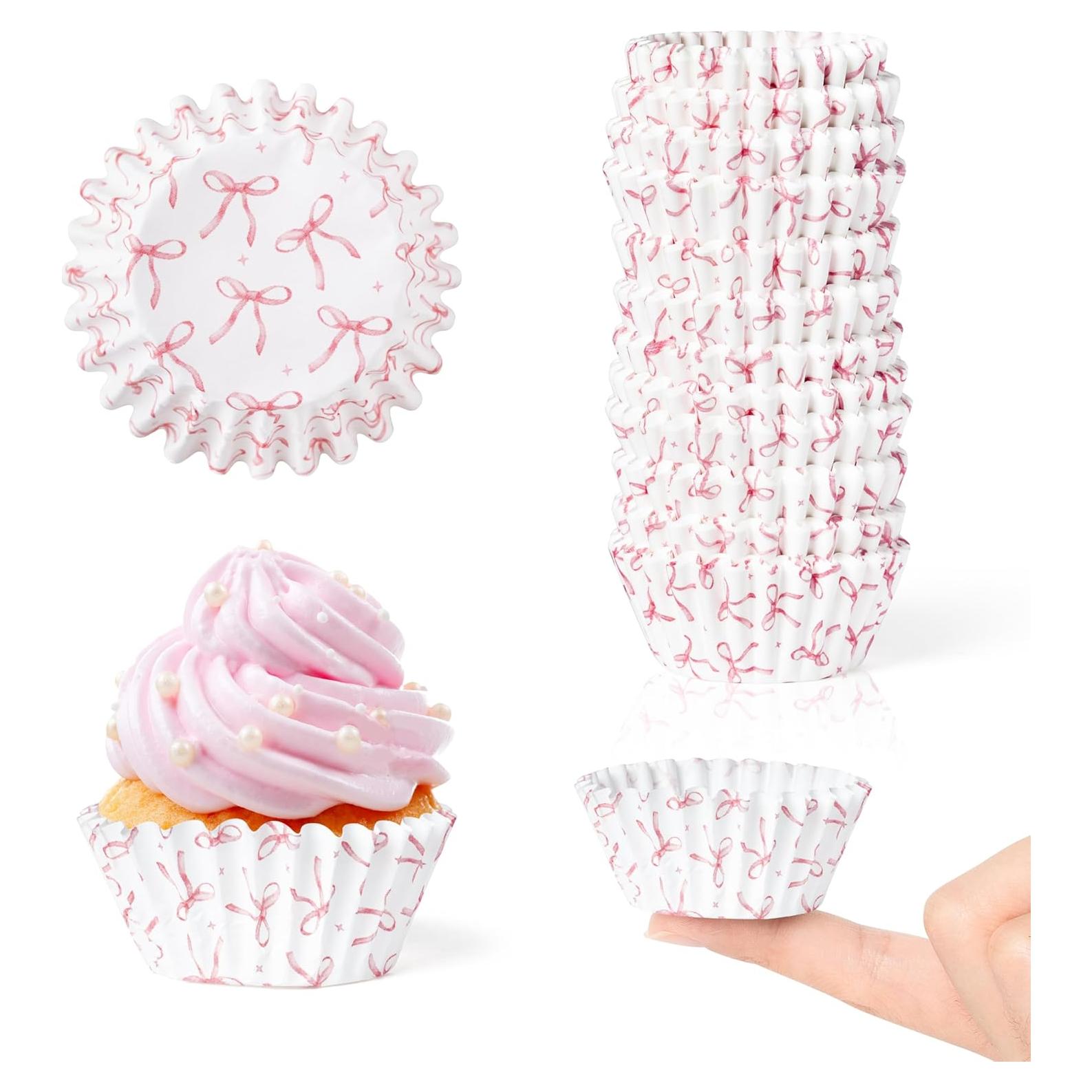 COcnny Mini Copas de Hornear Rosa - 300 Piezas para Cupcakes