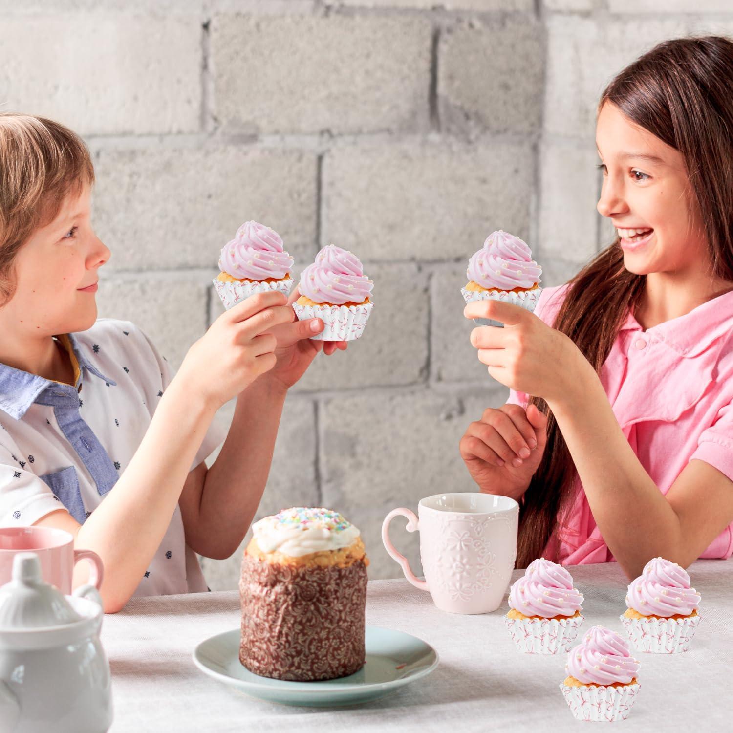 COcnny Mini Copas de Hornear Rosa - 300 Piezas para Cupcakes