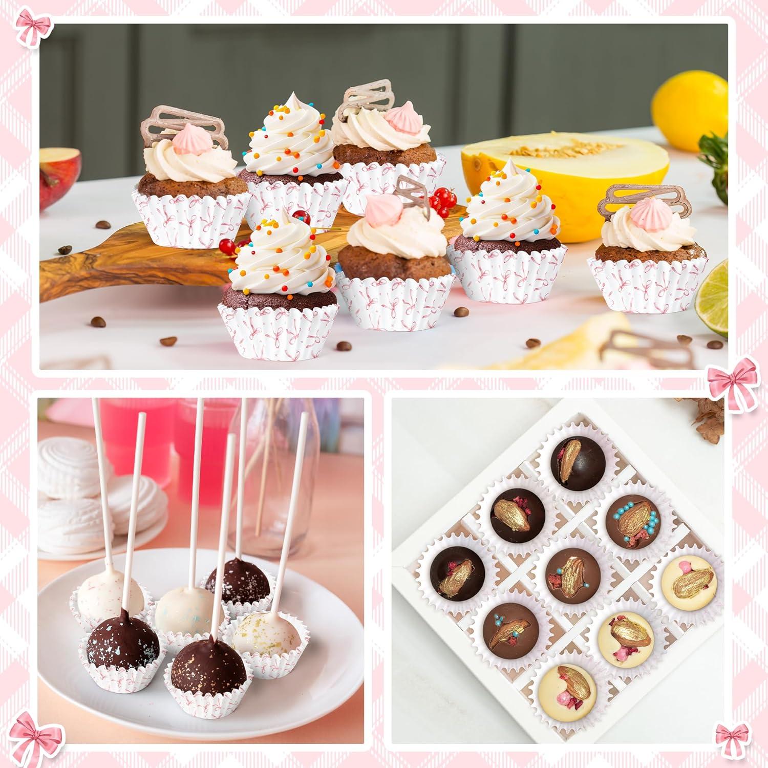 COcnny Mini Copas de Hornear Rosa - 300 Piezas para Cupcakes