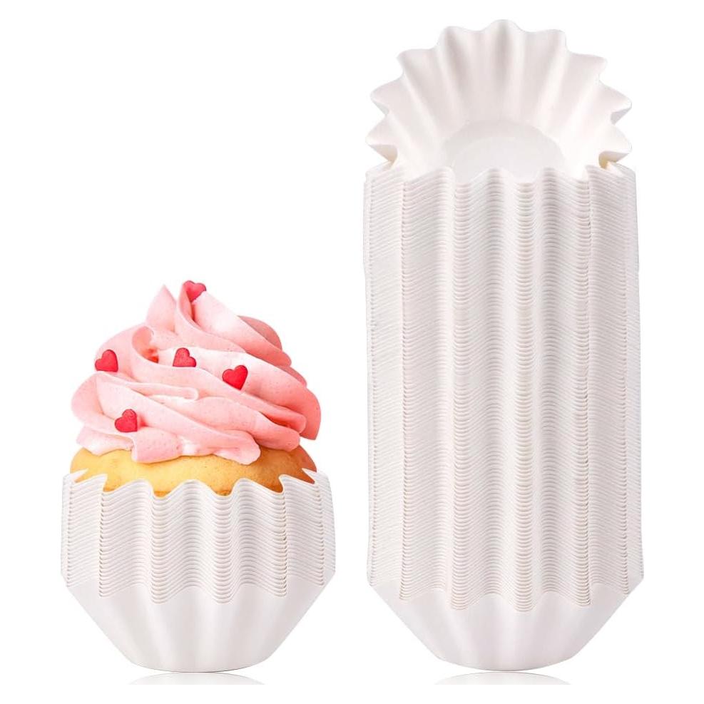 100 Moldes para Hornear Cupcakes TIE-DailyNec Blancos 4.5cm