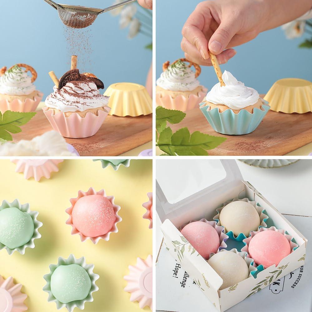 100 Moldes para Hornear Cupcakes TIE-DailyNec Blancos 4.5cm