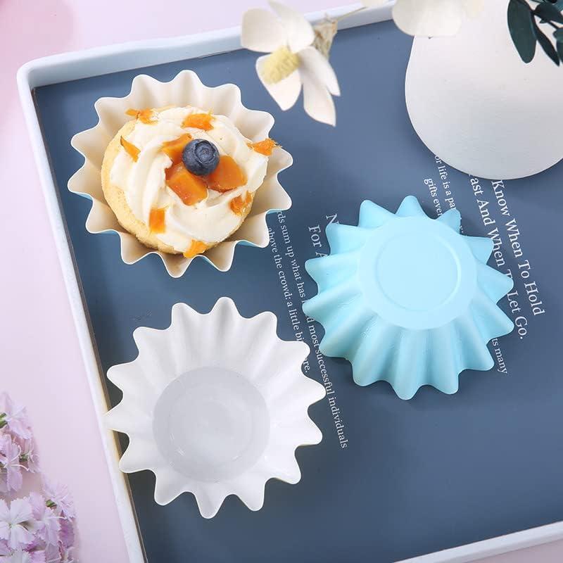 100 Moldes para Hornear Cupcakes TIE-DailyNec Blancos 4.5cm