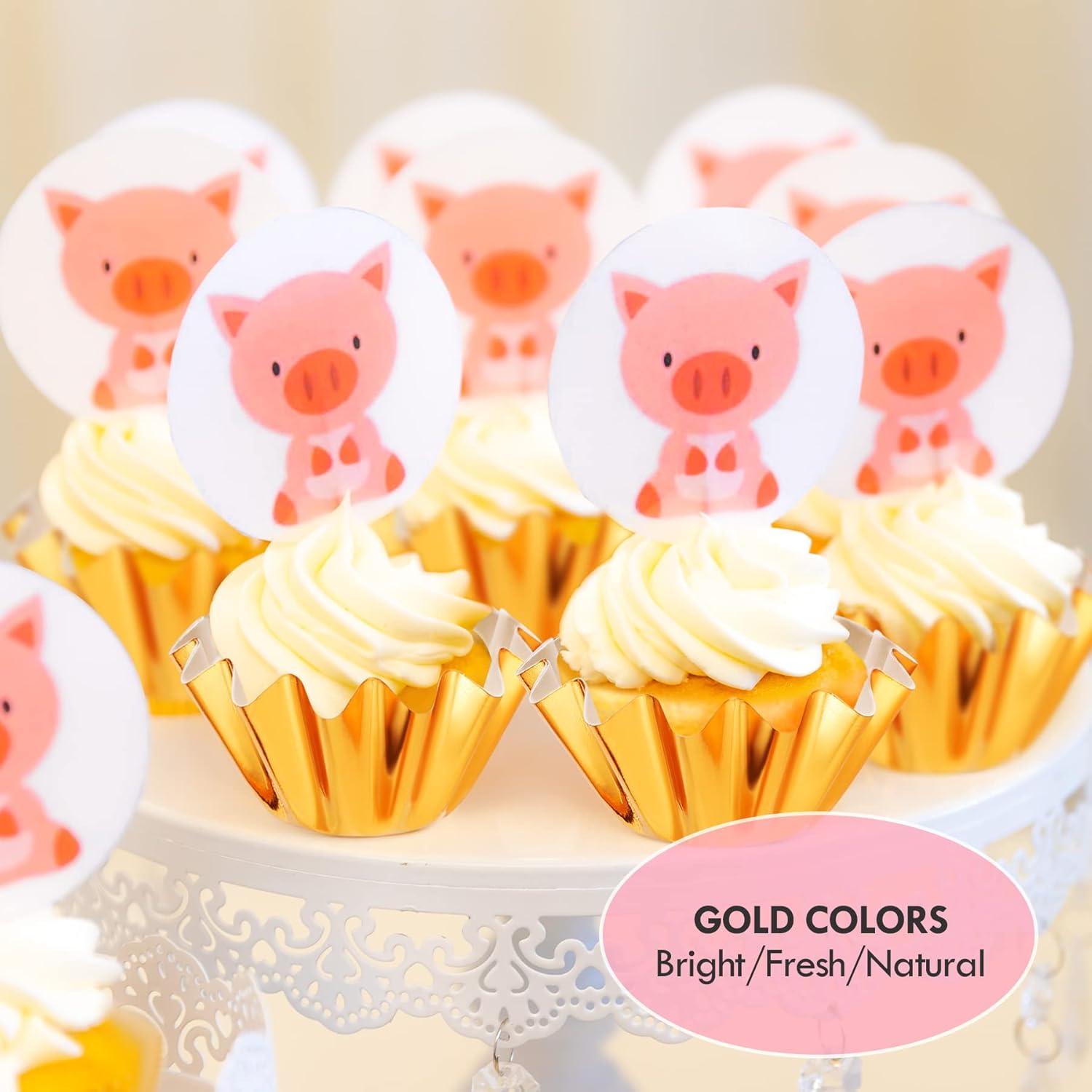 Forros de Cupcake Dorados TRUSBER 100 Pcs 4.5cm Olas