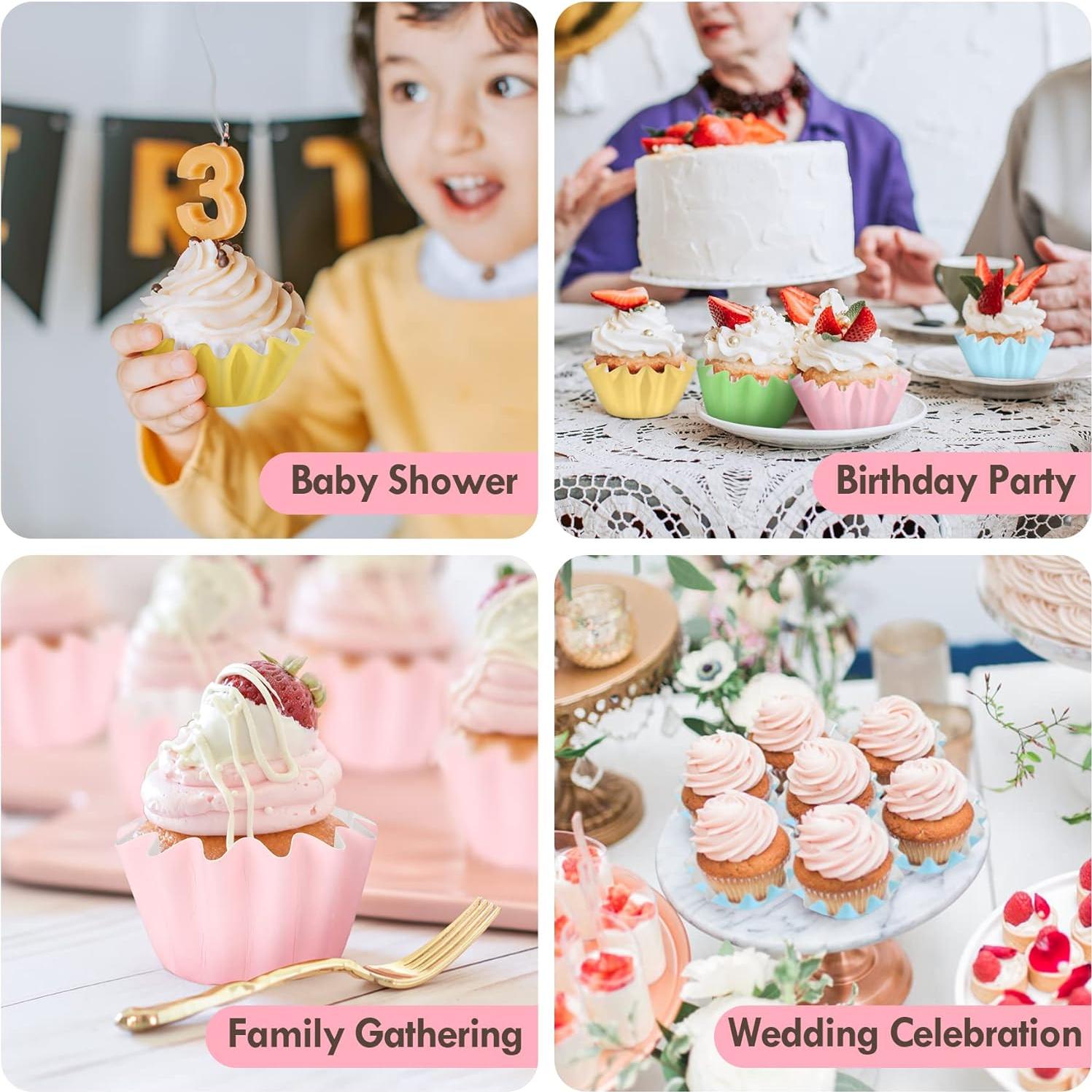 Forros de Cupcake Dorados TRUSBER 100 Pcs 4.5cm Olas