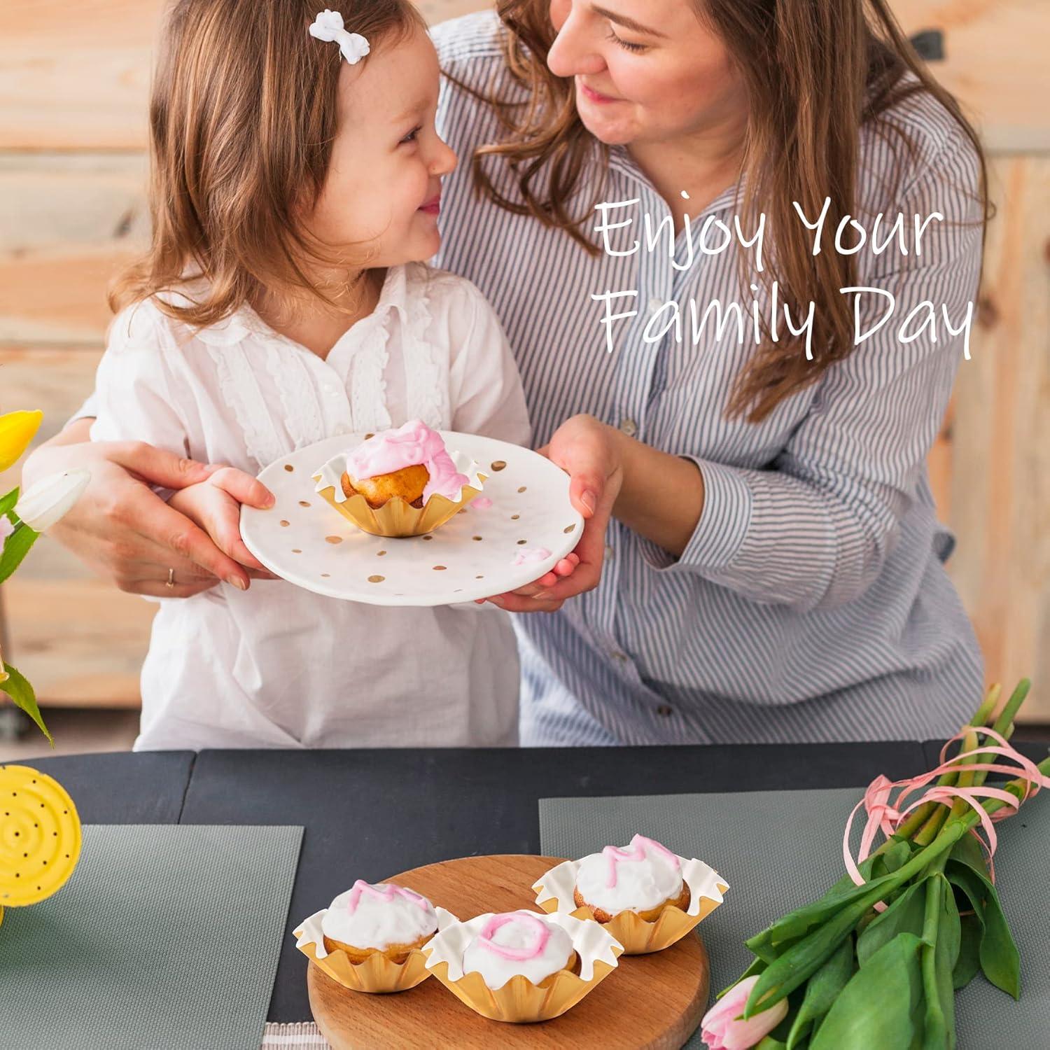 Forros de Cupcake Dorados TRUSBER 100 Pcs 4.5cm Olas