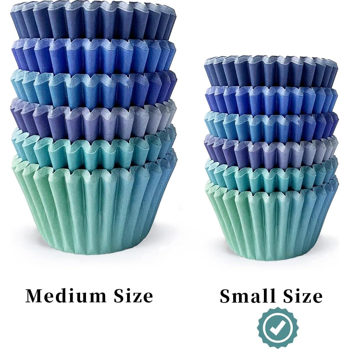 Forros para Cupcakes Qiqee 300 pcs Mini Gradiente Azul