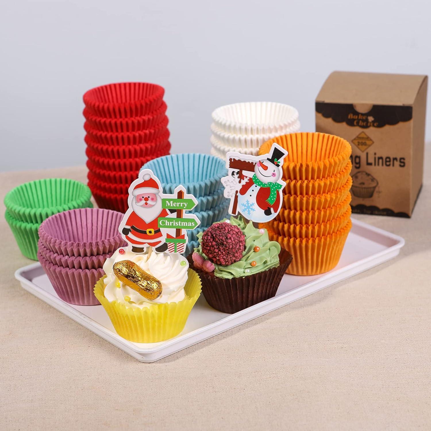 200 Forros de Cupcake Azul Bake Choice - Papel Pergamino Grado Alimenticio