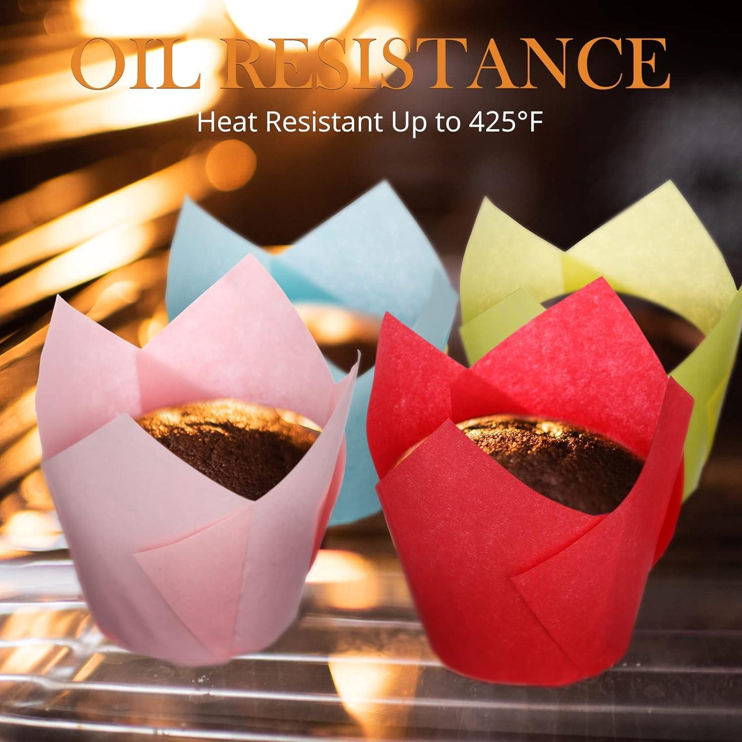 600 Forros de Muffin Tulipán Gandeer Papel Resistente a Grasa