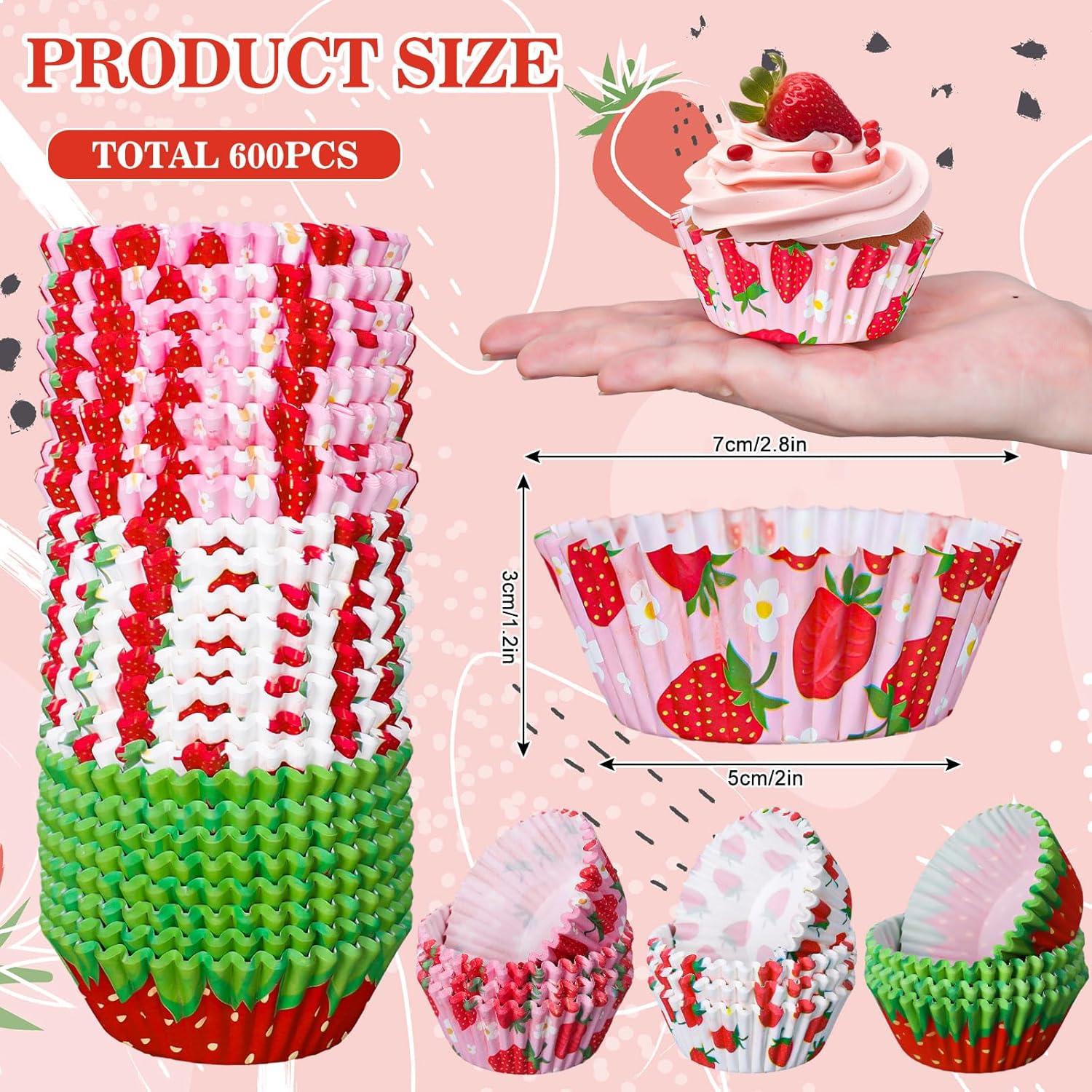 Forros de Cupcake Desechables Whaline 600 Pcs Fresa Coloridos