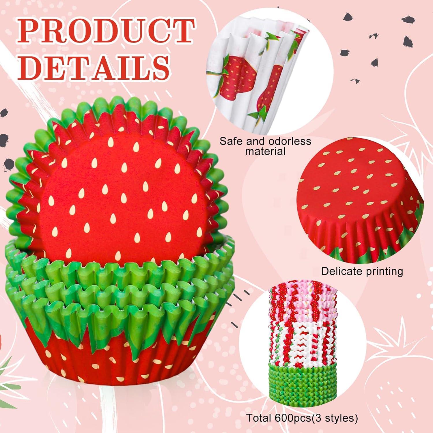 Forros de Cupcake Desechables Whaline 600 Pcs Fresa Coloridos