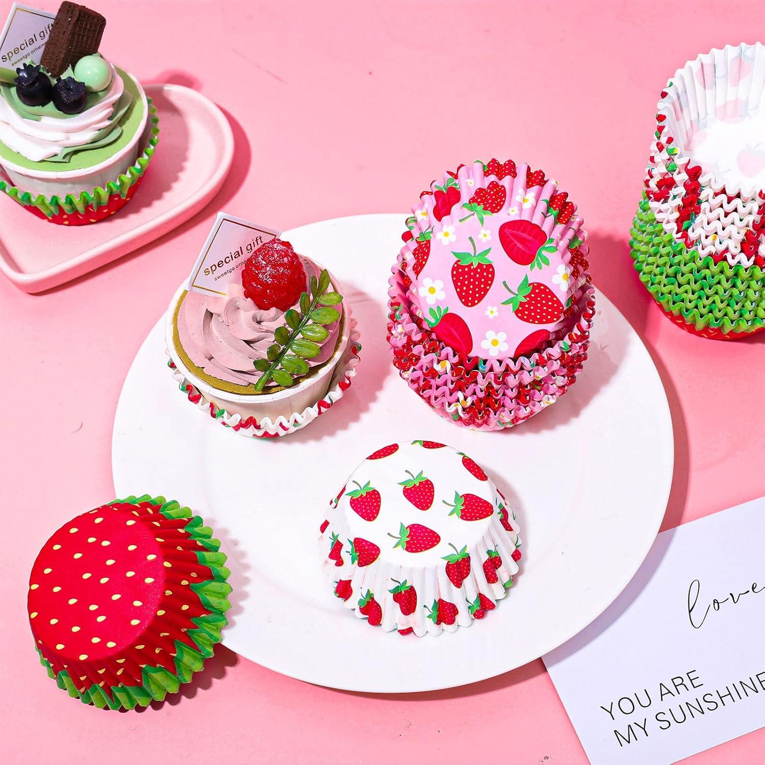 Forros de Cupcake Desechables Whaline 600 Pcs Fresa Coloridos