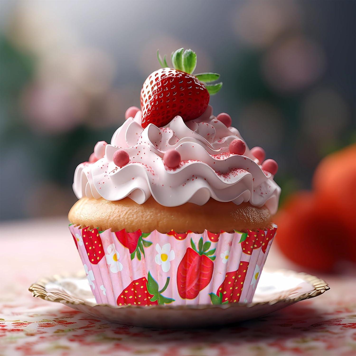 Forros de Cupcake Desechables Whaline 600 Pcs Fresa Coloridos