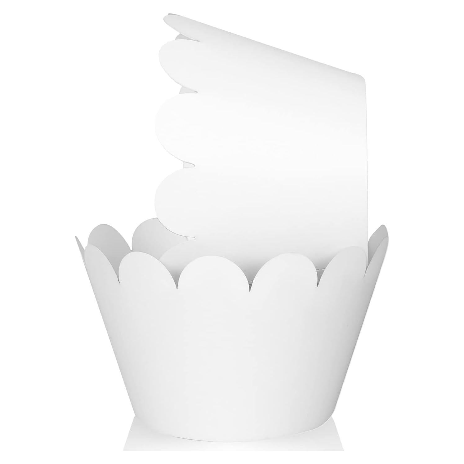 KPOSIYA Set de 100 Fundas para Cupcake Blancas Decorativas
