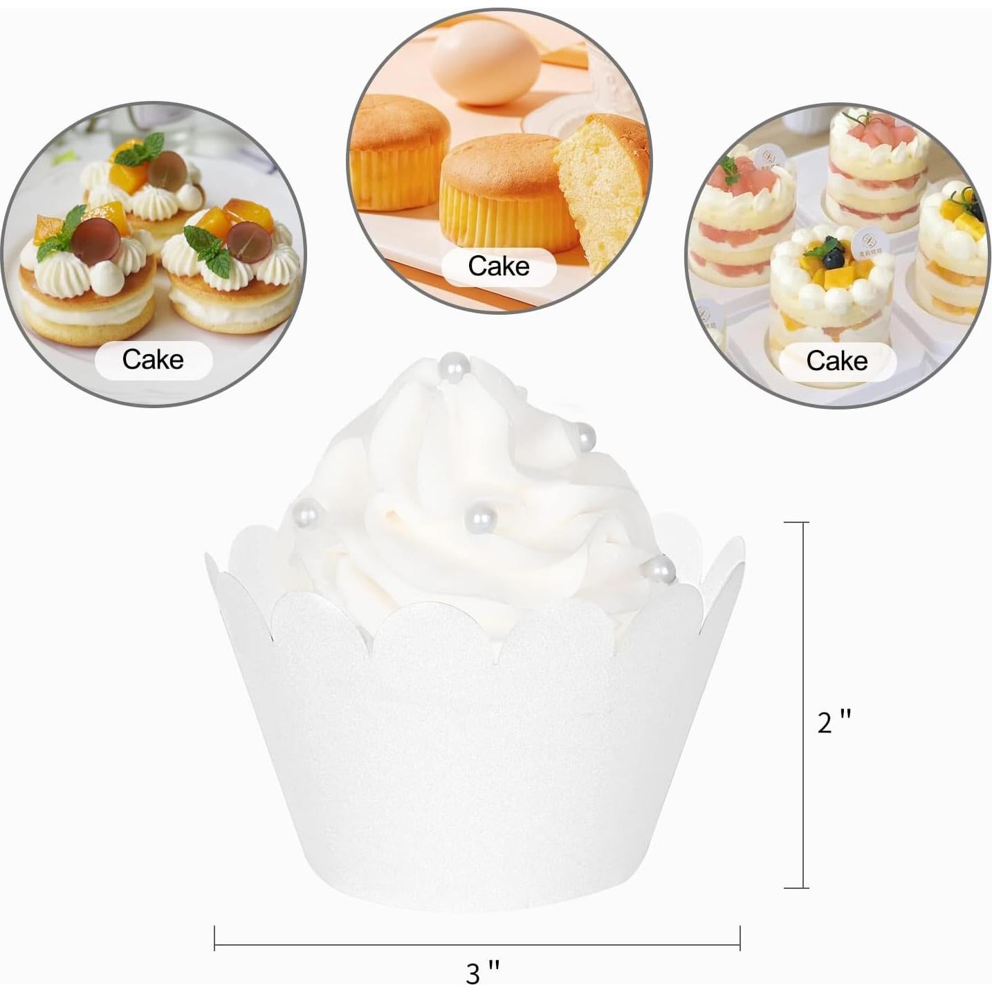 KPOSIYA Set de 100 Fundas para Cupcake Blancas Decorativas