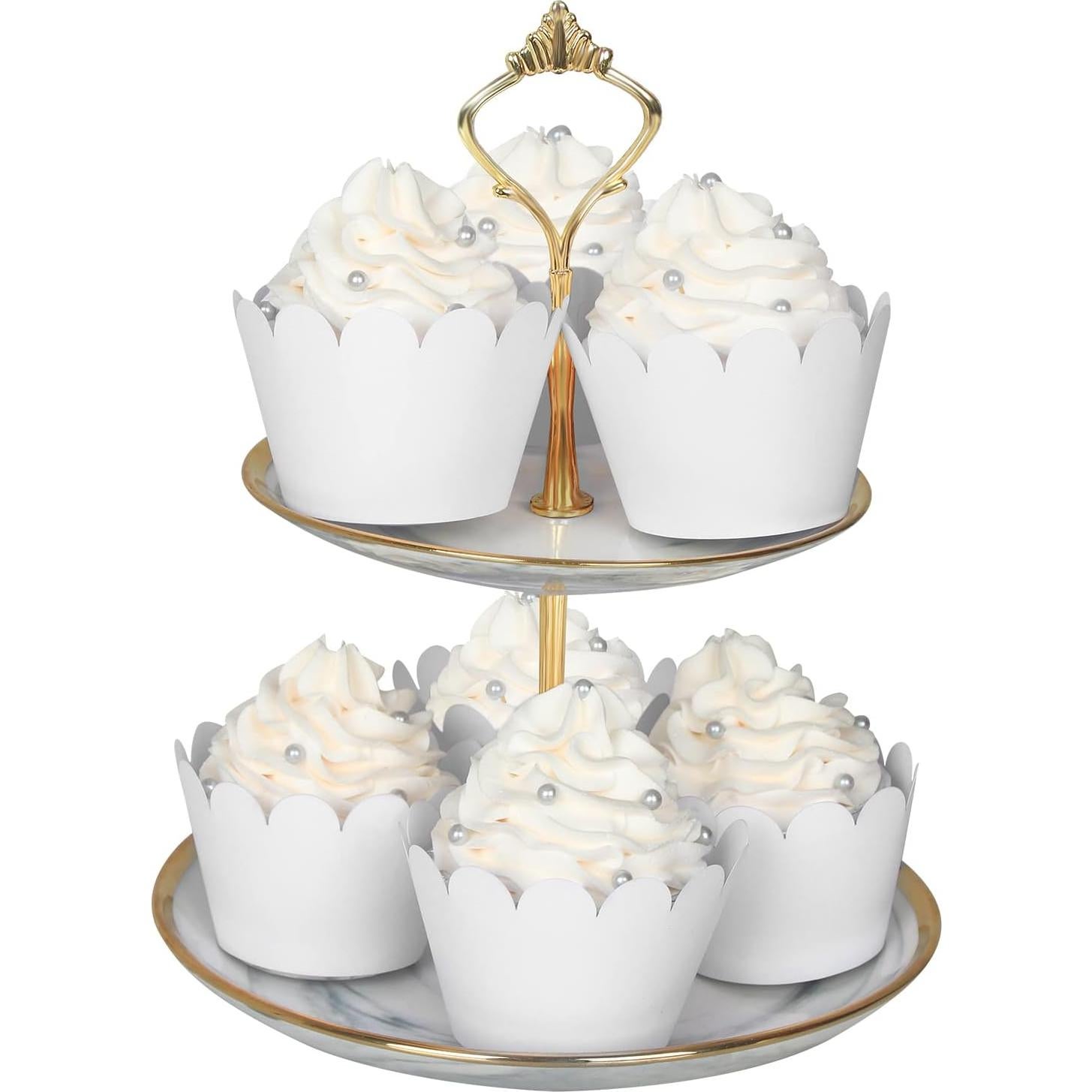 KPOSIYA Set de 100 Fundas para Cupcake Blancas Decorativas