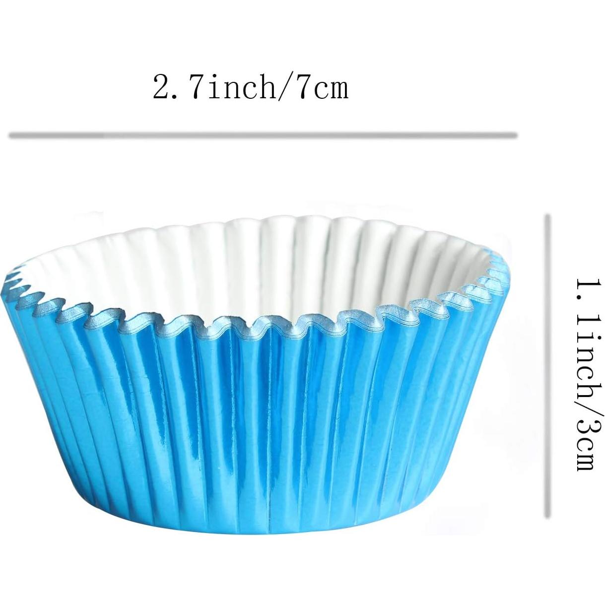 Forros de Cupcake Azul MEETINGU - Paquete de 100, 7 cm