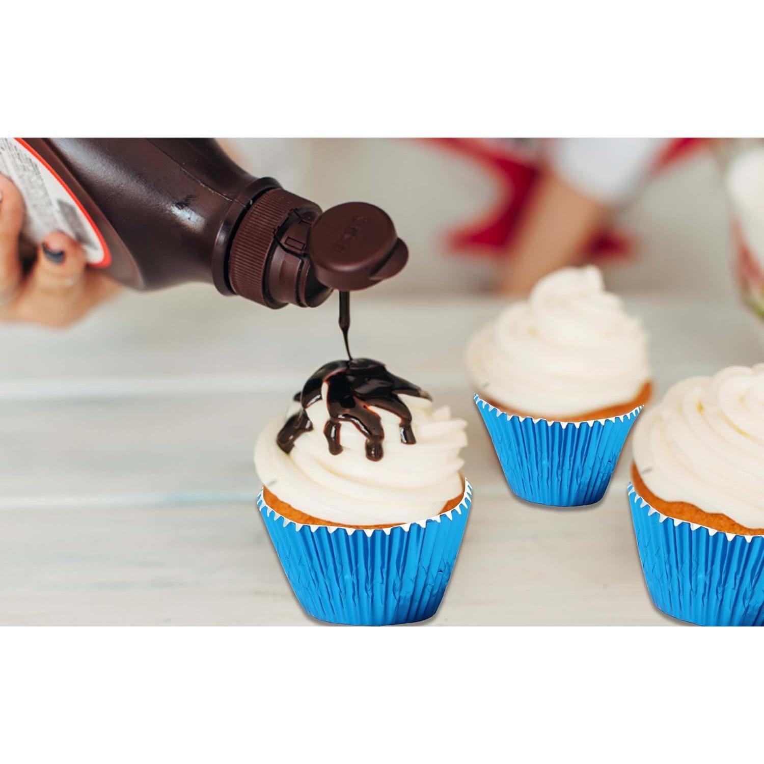 Forros de Cupcake Azul MEETINGU - Paquete de 100, 7 cm