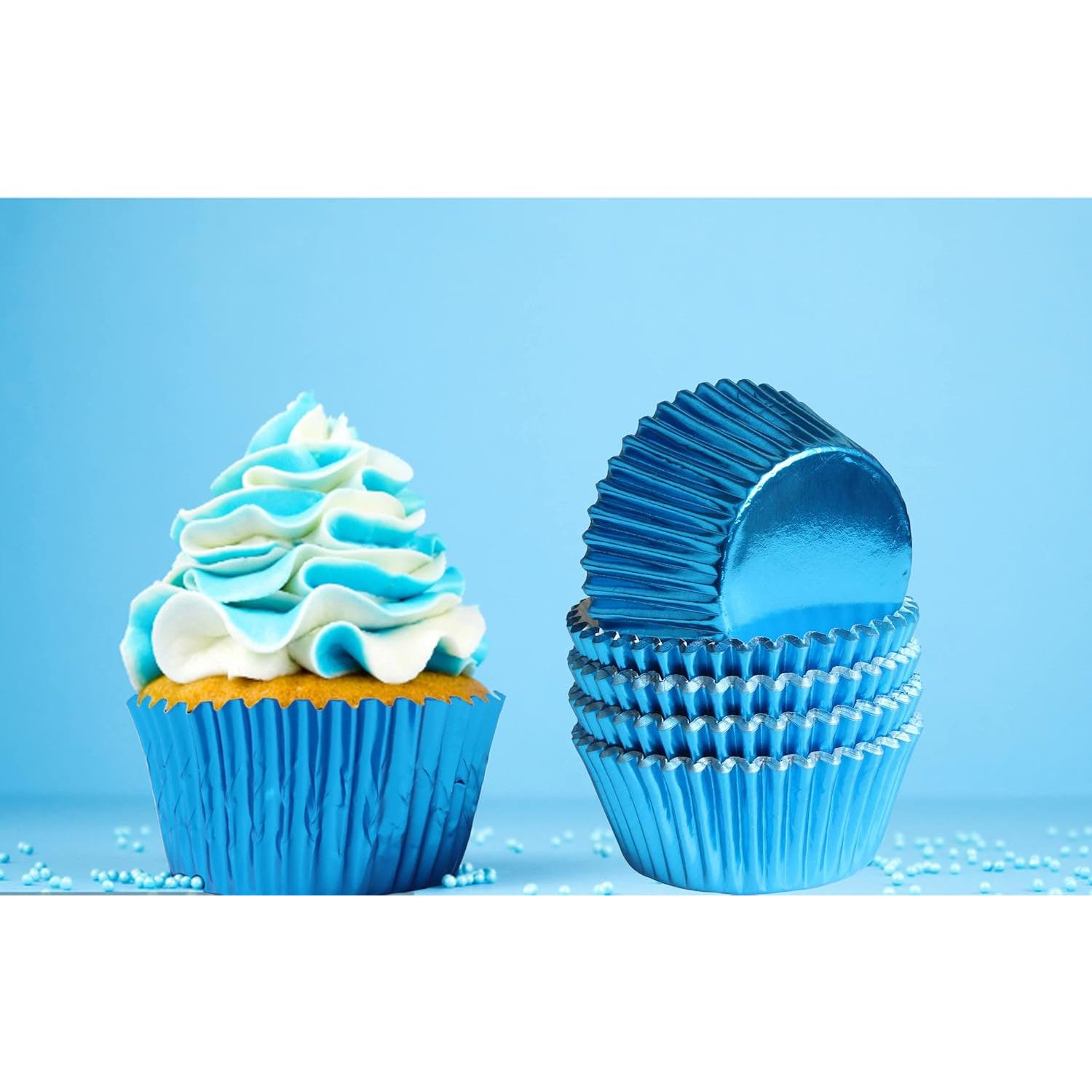 Forros de Cupcake Azul MEETINGU - Paquete de 100, 7 cm
