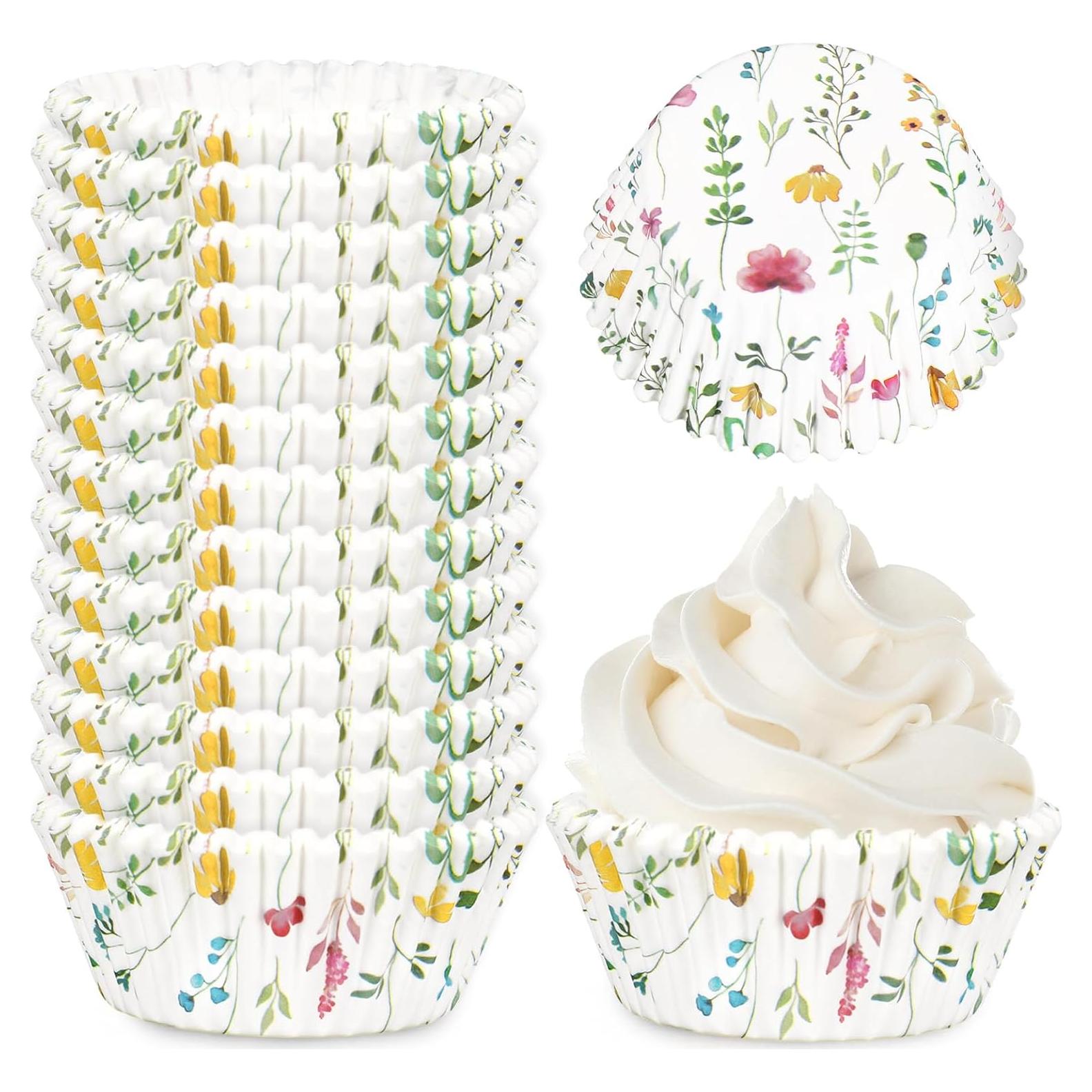 Forros para Cupcake Whaline 300 Piezas Flores Pastel 5 cm