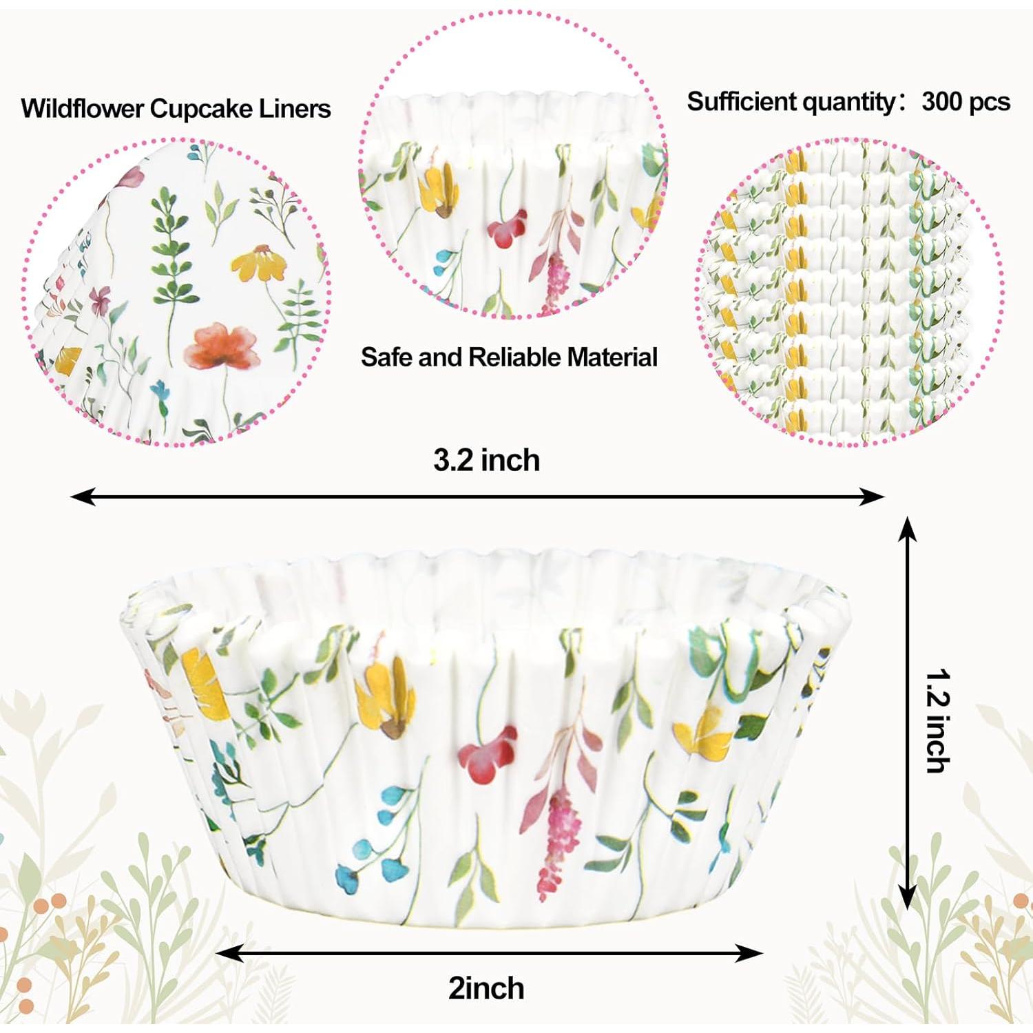 Forros para Cupcake Whaline 300 Piezas Flores Pastel 5 cm