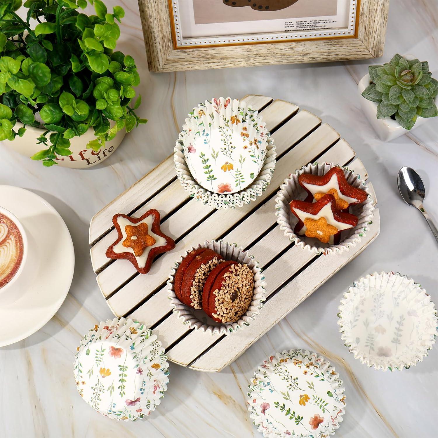 Forros para Cupcake Whaline 300 Piezas Flores Pastel 5 cm