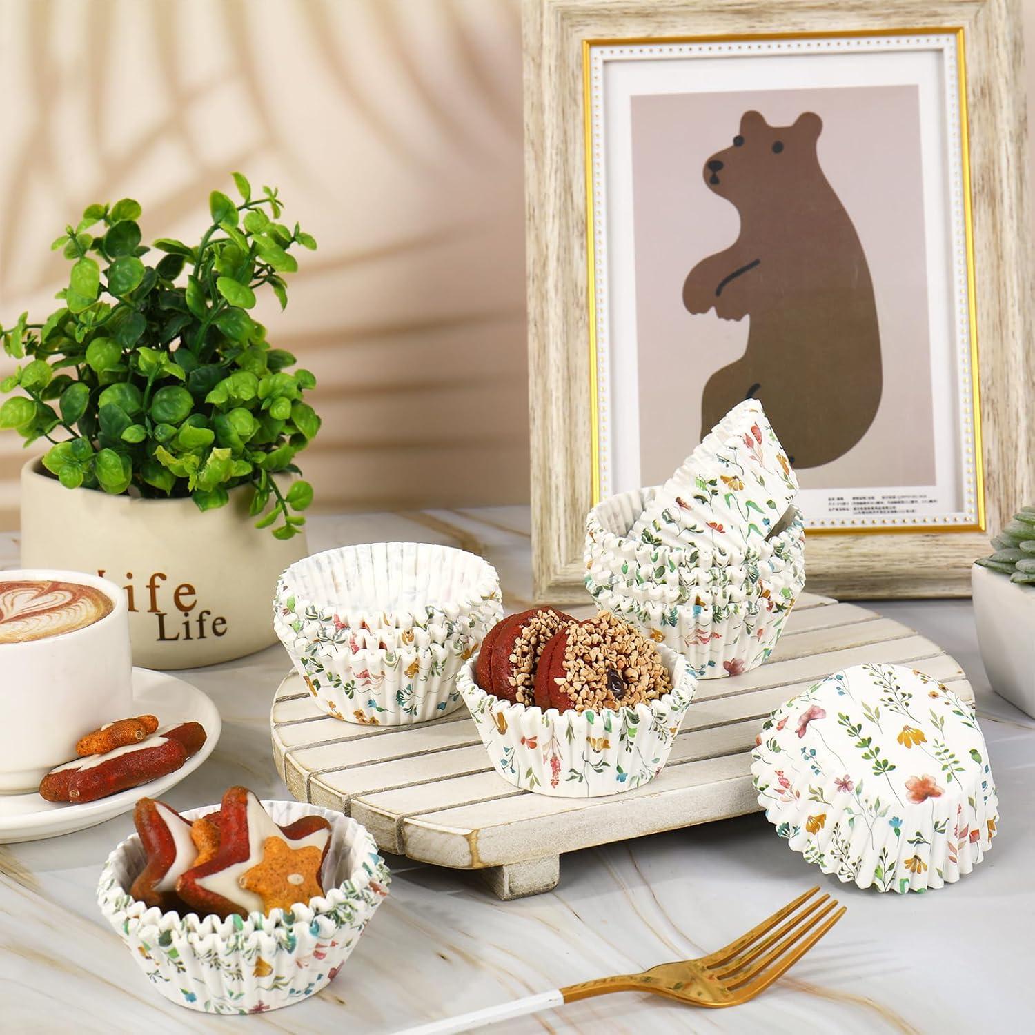 Forros para Cupcake Whaline 300 Piezas Flores Pastel 5 cm