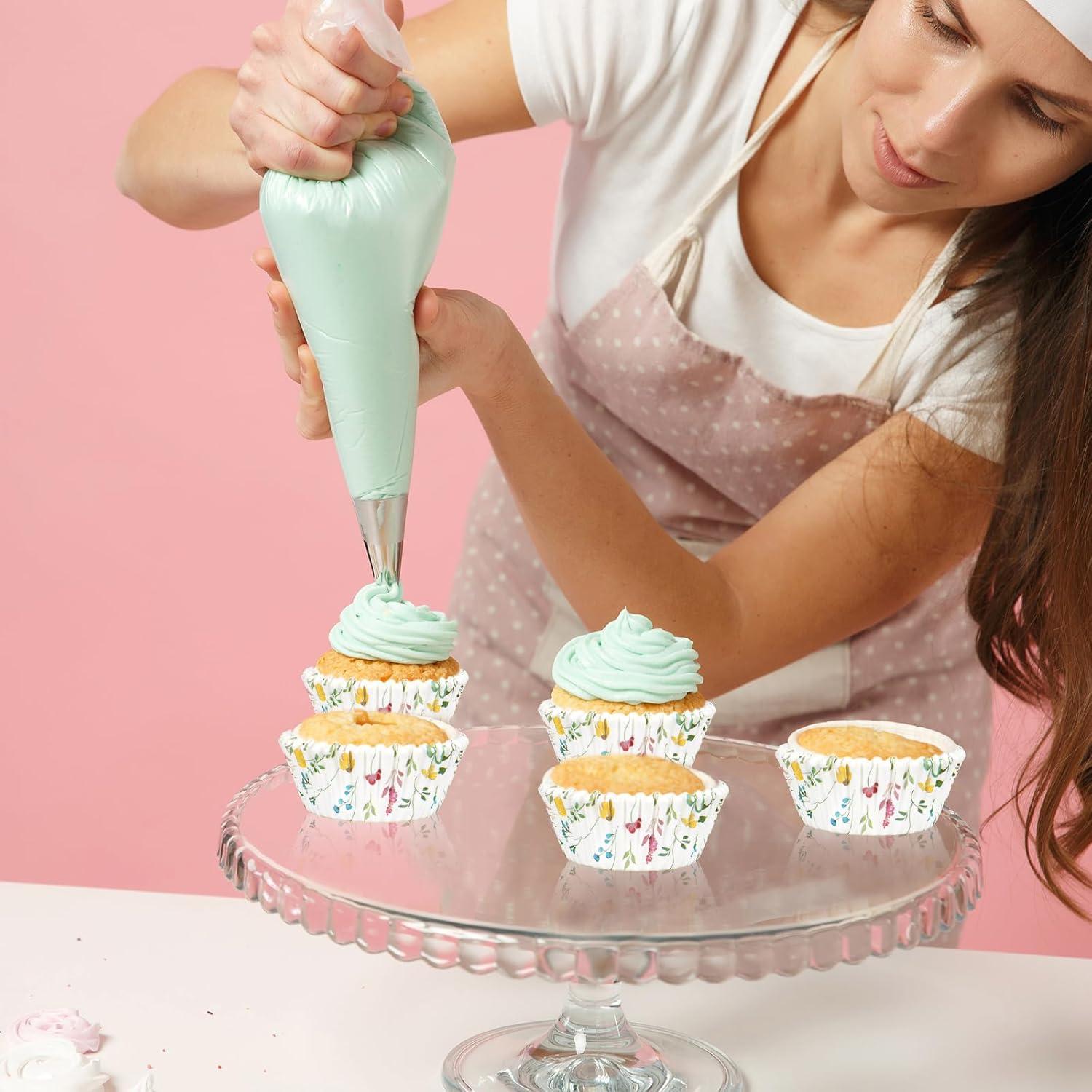 Forros para Cupcake Whaline 300 Piezas Flores Pastel 5 cm